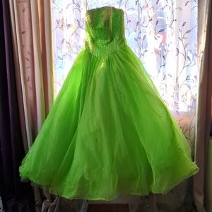 Lime green ball gown prom dress